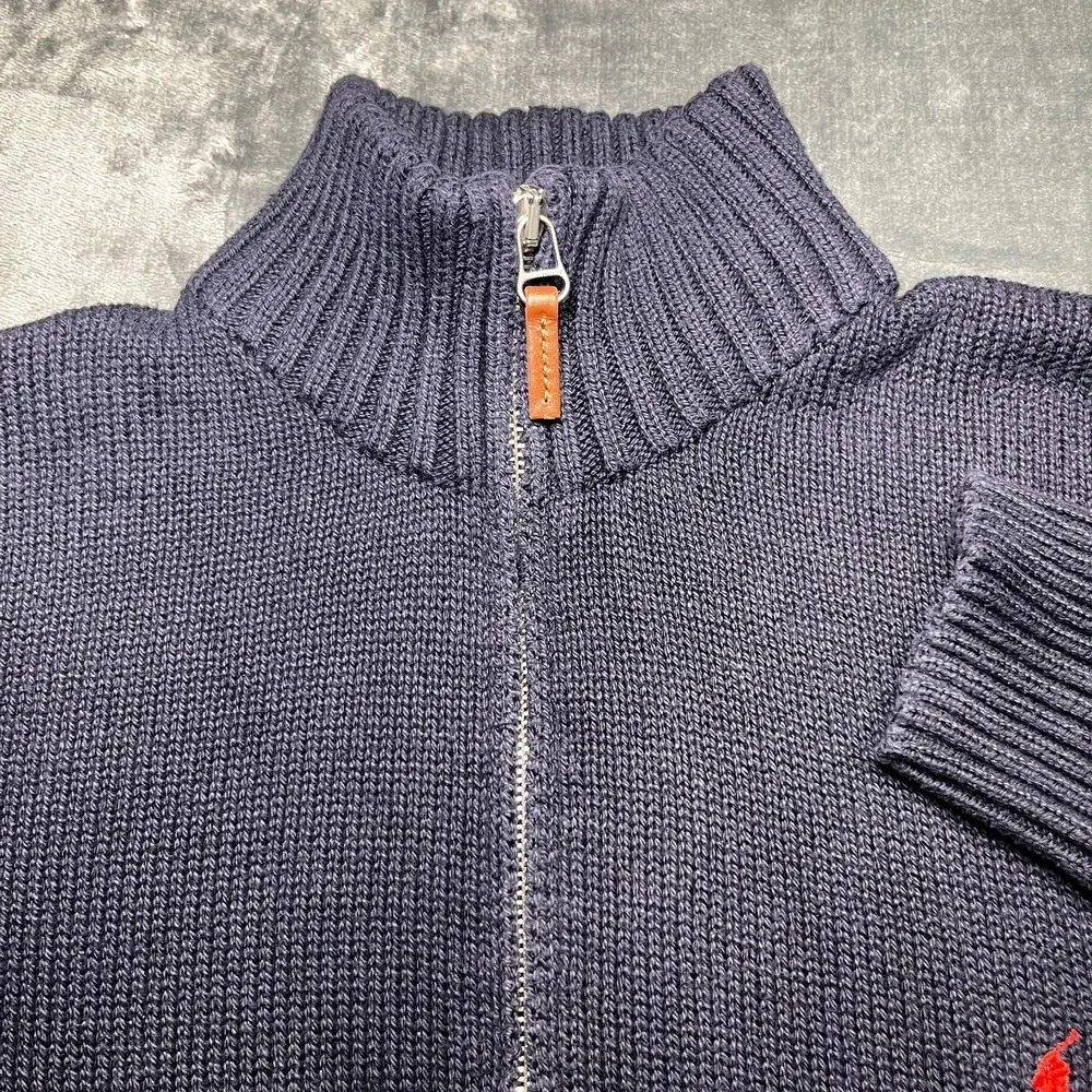 Vintage Polo Ralph Lauren 1/4 Zip Knit Sweater Men's XXL Navy 100% Pima Cotton